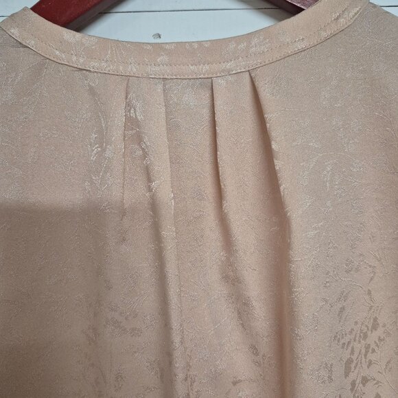 Calvin Klein Womens Blush Pink Floral Jacquard Flutter Sleeve Blouse Size PS - Picture 6 of 7